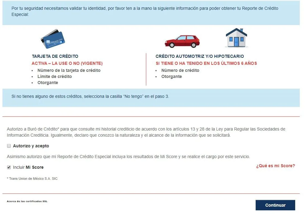reporte de credito especial con tarjeta